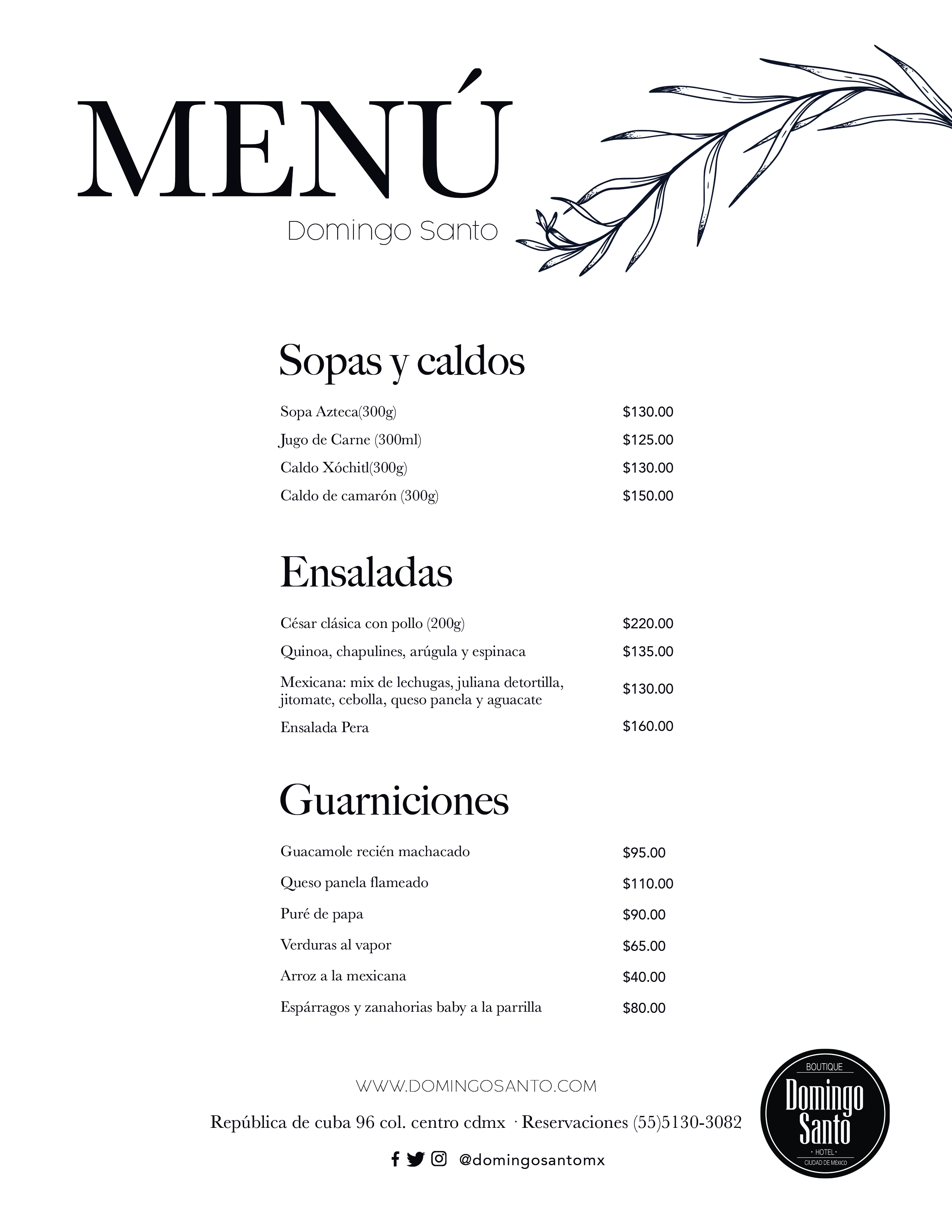 Menu restaurante